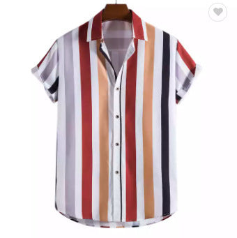 Chemise d'été rayée à manches courtes pour homme, tailles S-XXXL