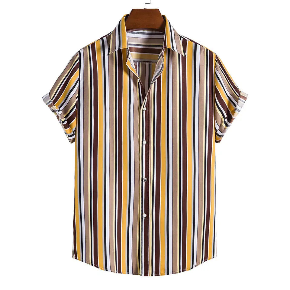 Chemise d'été rayée à manches courtes pour homme, tailles S-XXXL