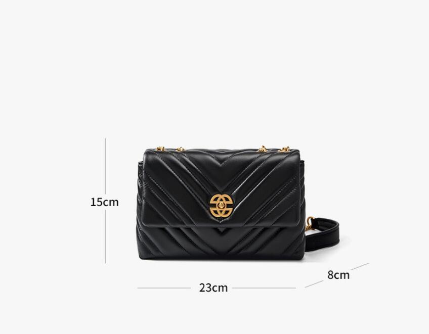 Women's Genuine Cowhide Diamond Chain Square Shoulder Messenger Bag