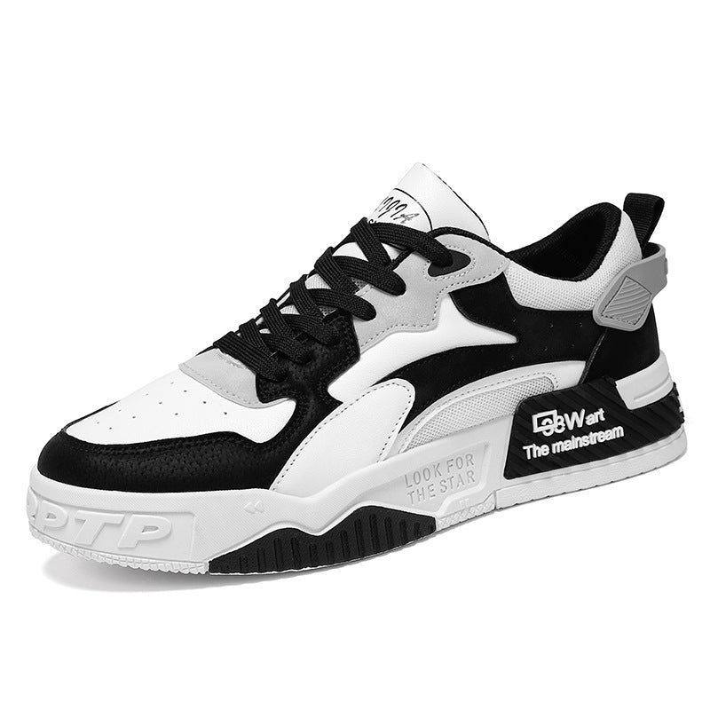 Breathable Men's White Shoes in Beige & Black