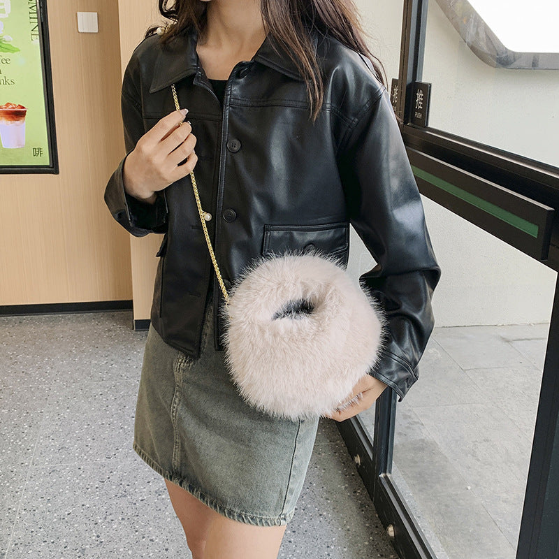 Sac à main en peluche pour femme 22x10x6cm