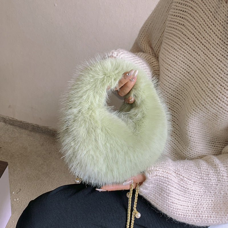 Sac à main en peluche pour femme 22x10x6cm