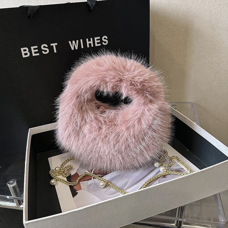 Sac à main en peluche pour femme 22x10x6cm
