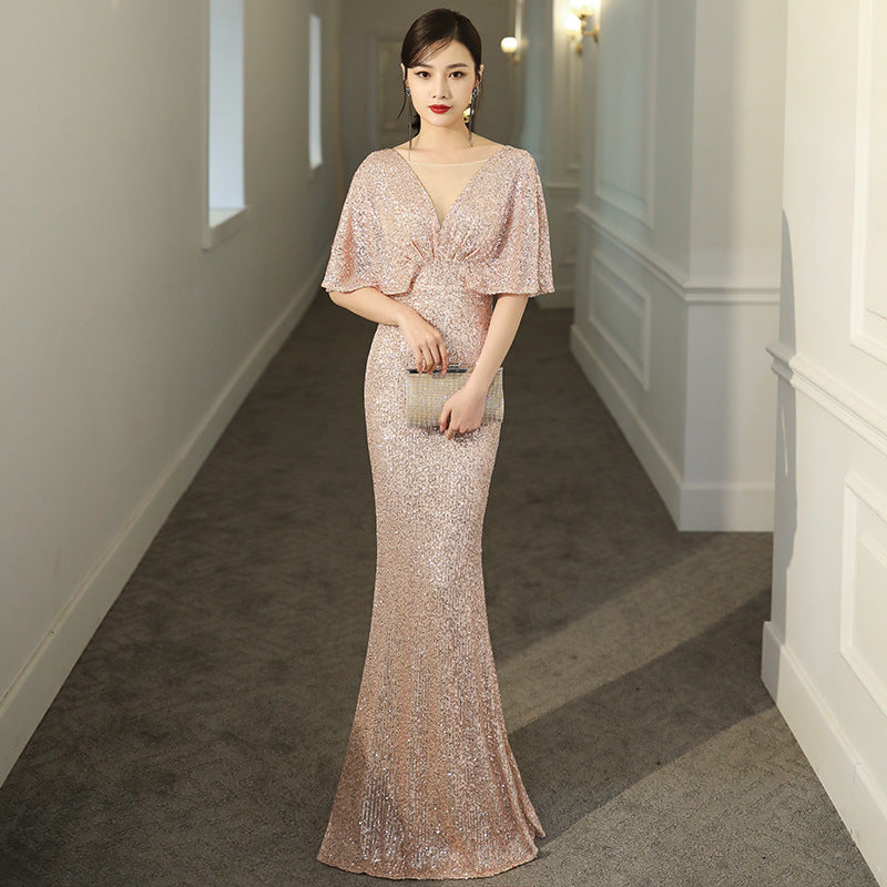 Robe de soirée en polyester vert foncé pour la fête annuelle