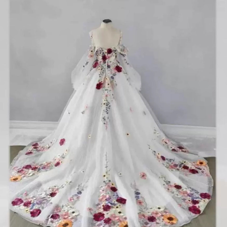 Robe de banquet exquise en fil floral