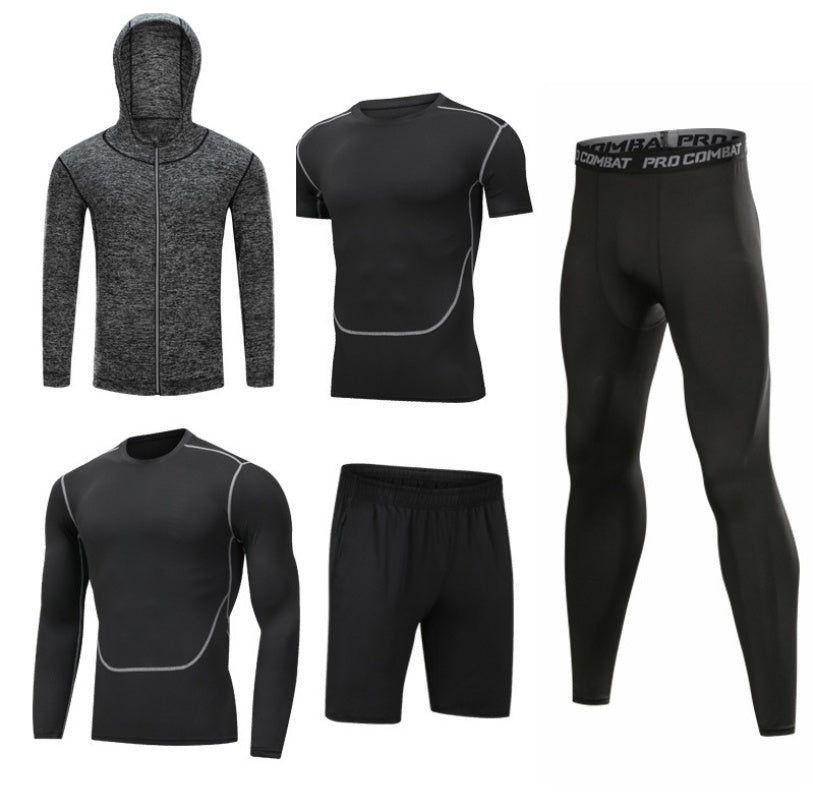 Ensemble Sport Homme Séchage Rapide à Capuche Manches Longues Pantalon Neuf Points Fitness Course à Pied