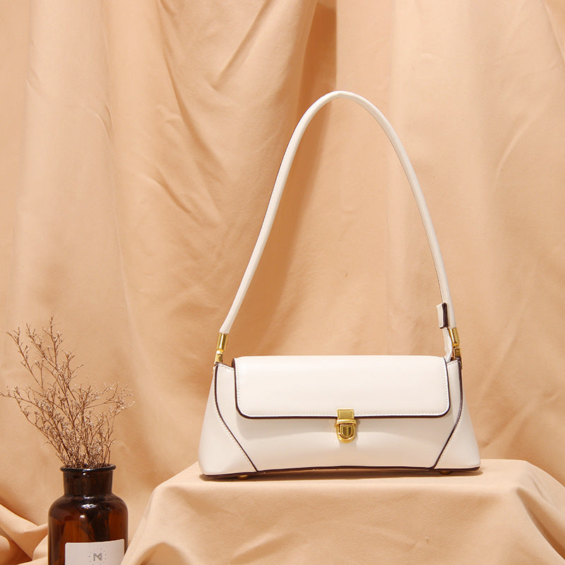Sac à bandoulière en PU style baguette rétro pour femme, taille moyenne