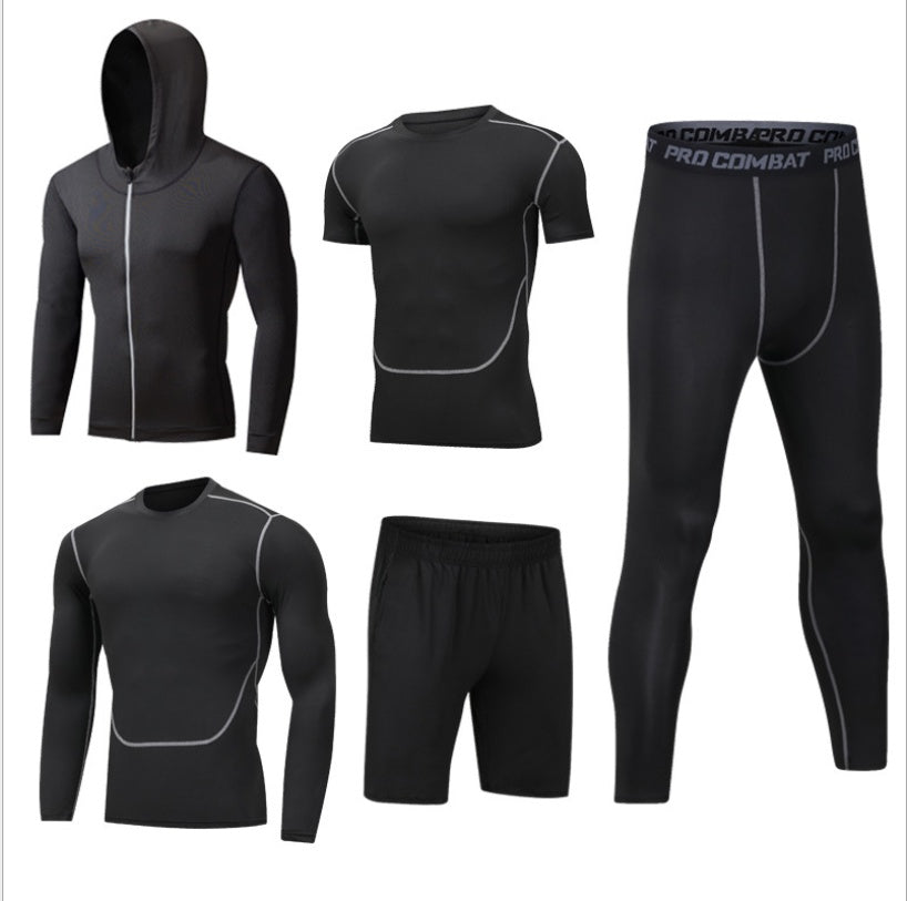 Ensemble Sport Homme Séchage Rapide à Capuche Manches Longues Pantalon Neuf Points Fitness Course à Pied