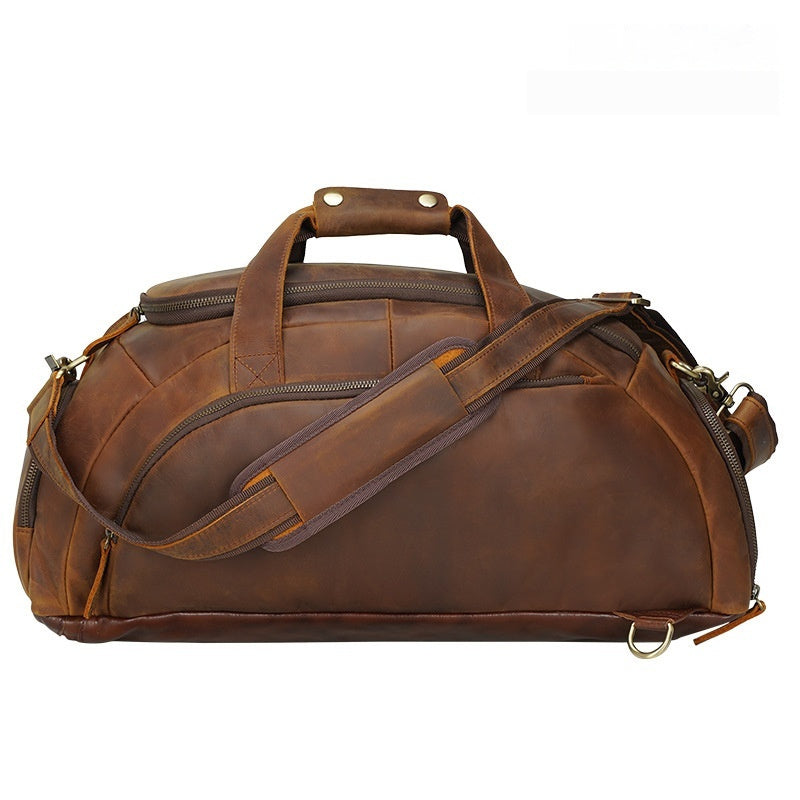 Sac à Dos Rétro Homme en Cuir de Vachette Marron Grande Capacité pour l'Extérieur