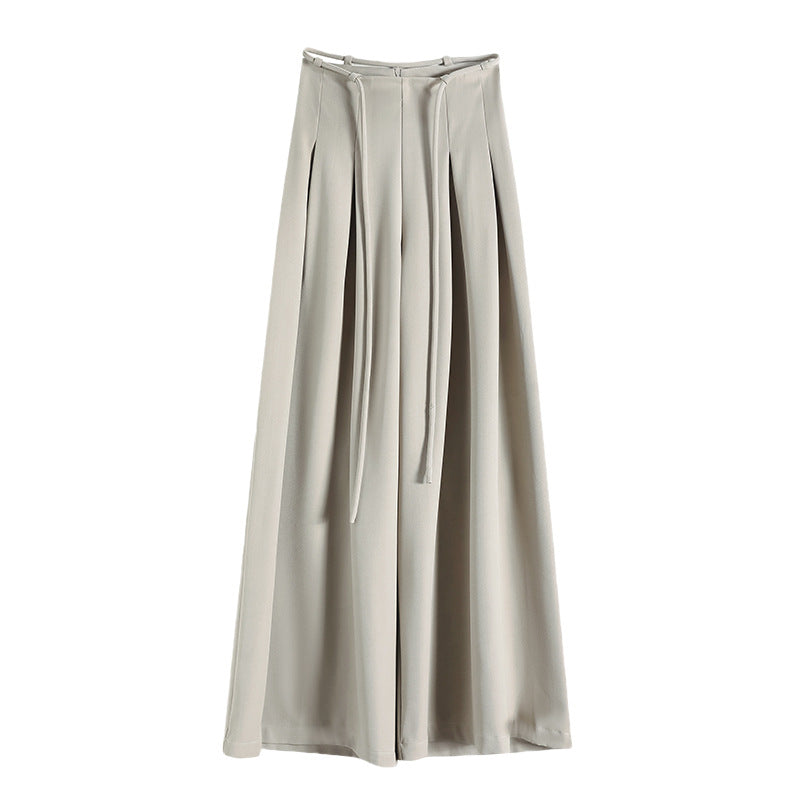 High Waist Loose Casual Trousers with Lace-Up Detail