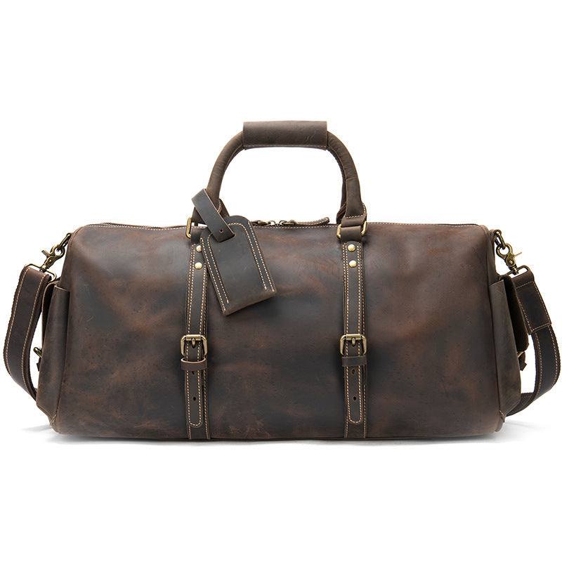 Sac de voyage en cuir Crazy Horse grande capacité de rangement 36-55L