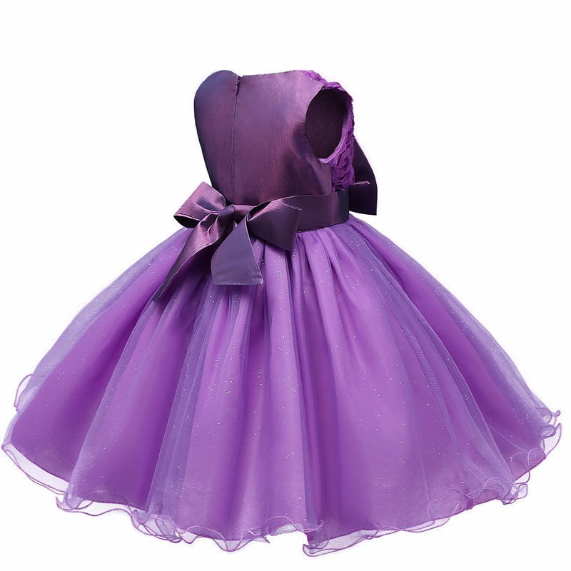 Princess Flower Girl Knee-Length Tutu Dress for Summer Wedding & Birthday Party