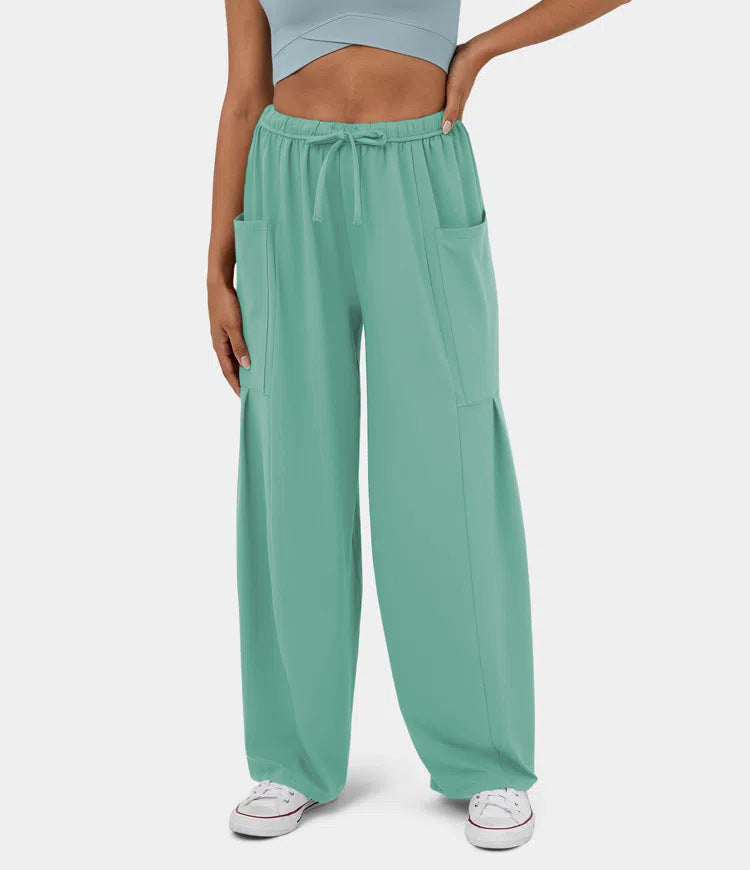 Elastic Waist Pleated Wide Leg Pants - Stylish & Fashionable