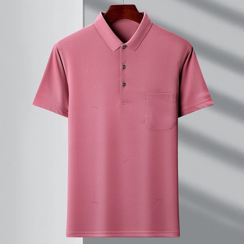 Men's Youth Striped Polo Shirt with Pocket Cotton Spandex