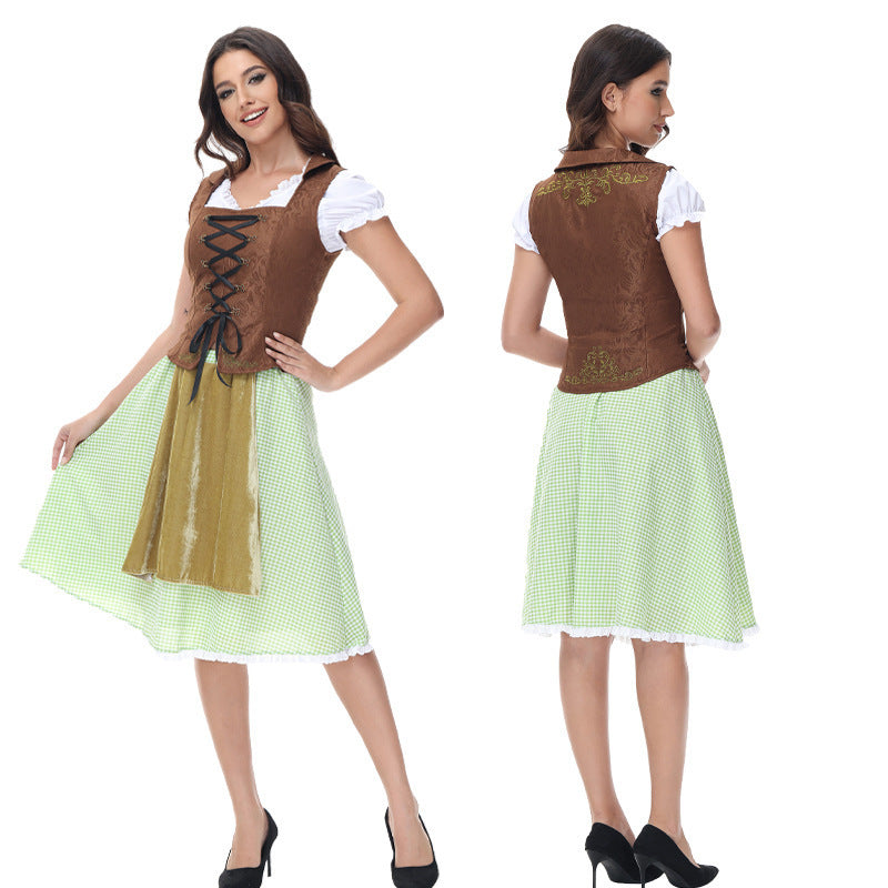 Robe de festival de bière traditionnelle en fibre de polyester verte