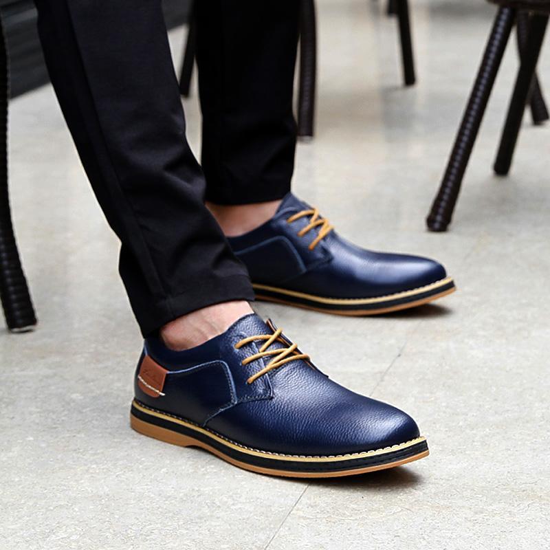 Chaussures britanniques en cuir grande taille pour homme, pointure 48, noir marron bleu