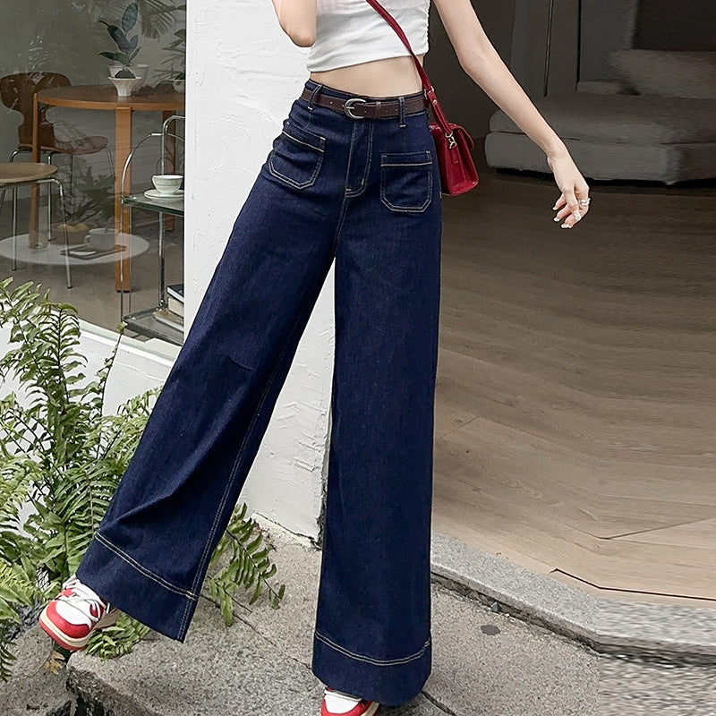 Women’s High Waist Cropped Wide Leg Denim Jeans for Spring Summer