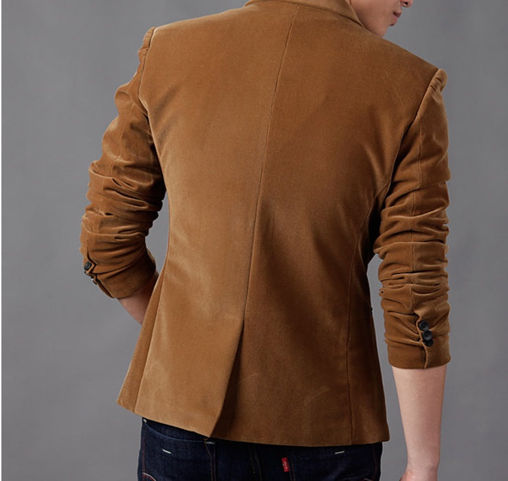 British Style Corduroy Slim Fit Blazer in Khaki, Black, Navy, Burgundy & Brown