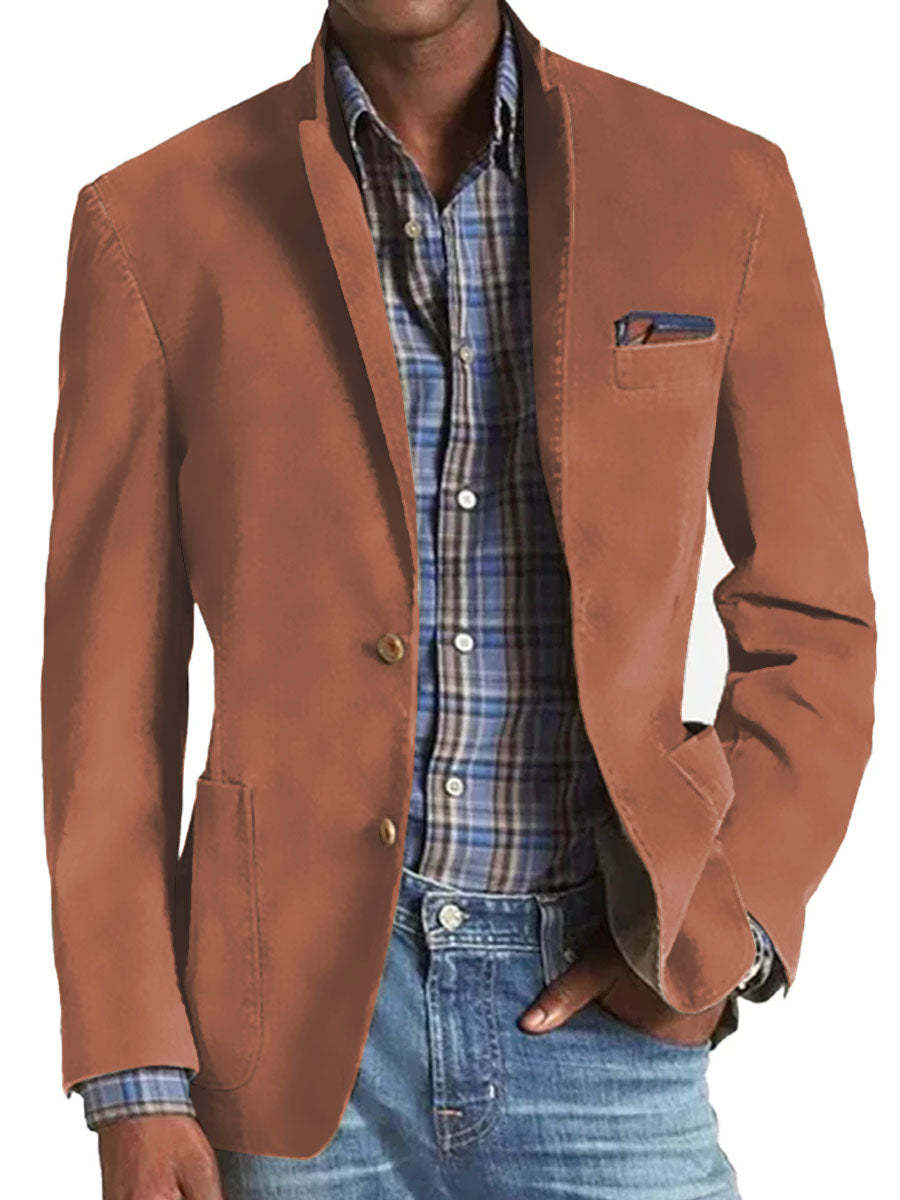 Men's Casual Denim Suit Solid Color Elegant Formal Classic Menswear