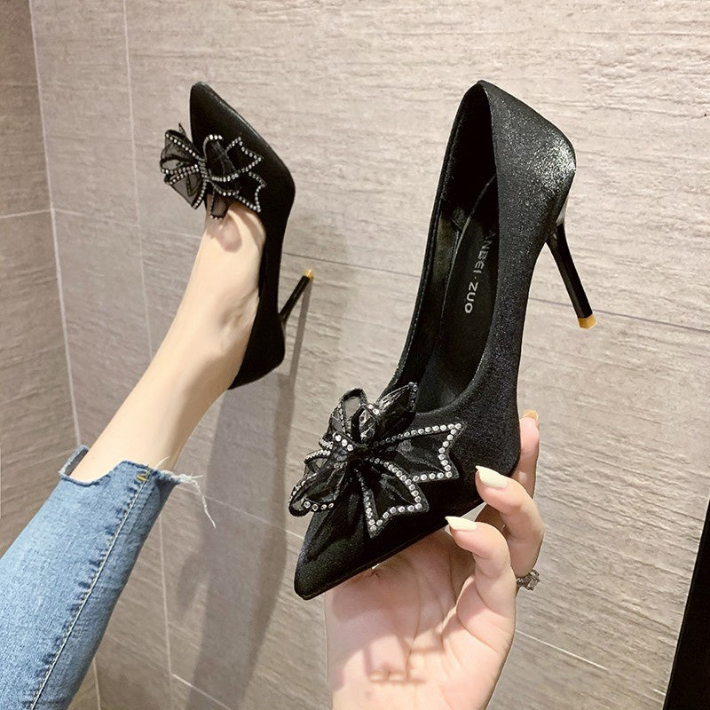 Chaussures à talons hauts en cristal noir de banquet de princesse