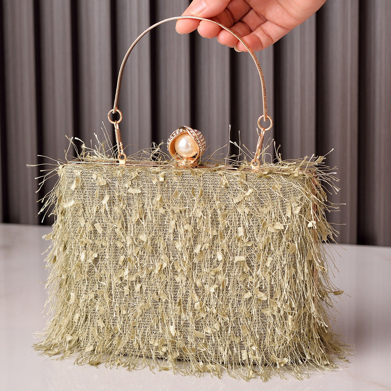 Sac à bandoulière cylindrique à pompon pour femme, sac de soirée