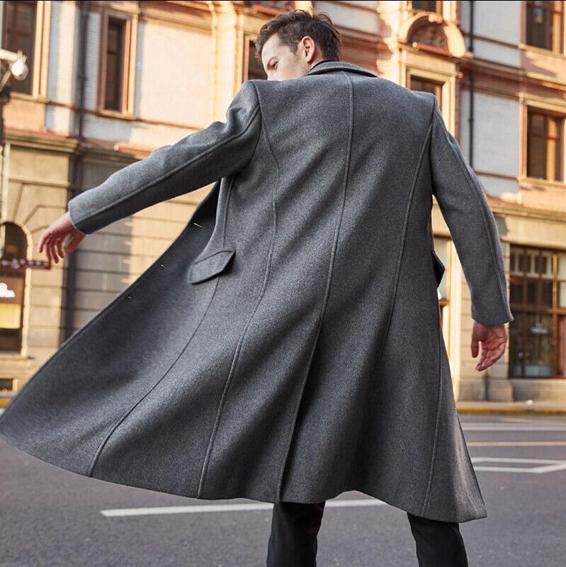 Trench-coat long en laine pour homme