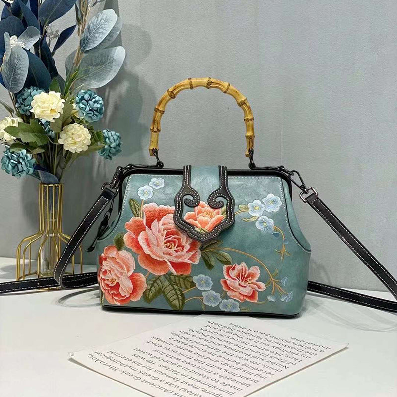 Sac à main carré moyen brodé Hanfu Cheongsam en coton et lin, style Tang