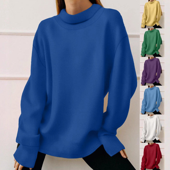Fashion Simple Solid Color Long Sleeve Sweatshirt Versatile