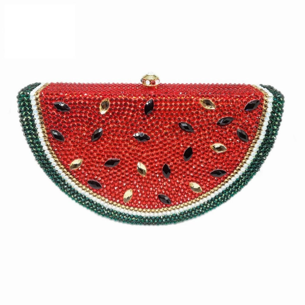 حقيبة سلسلة حجر الراين المعدنية الصغيرة لحفل البطيخ 17x6x10 سم