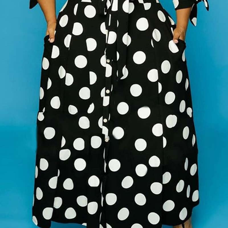 Hot sale shirt long sleeve polka dot print dress