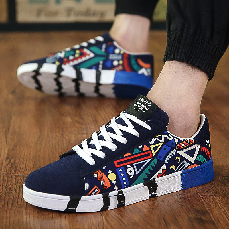 Trendy Suede Canvas Shoes with Rubber Sole and Front Tie