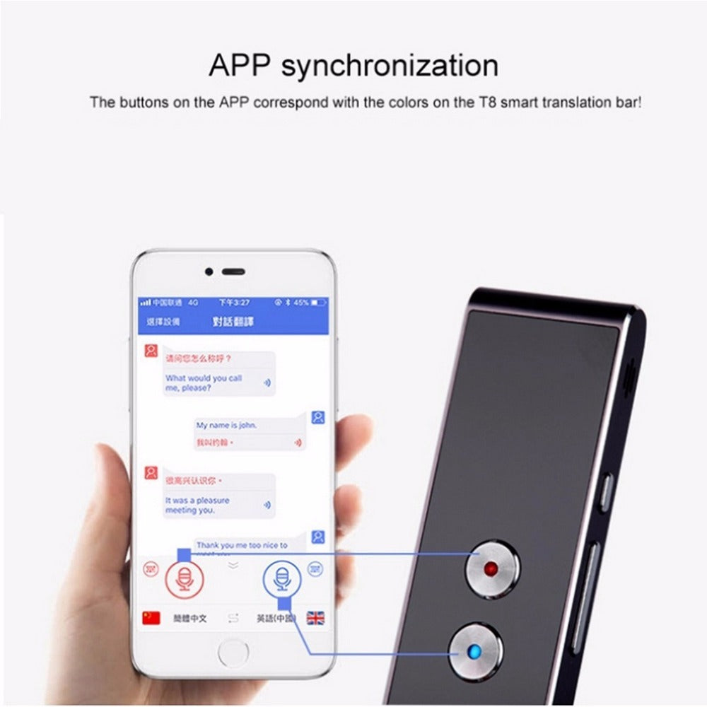 Outil de traduction Bluetooth multilingue avec traduction vocale en temps réel et batterie rechargeable