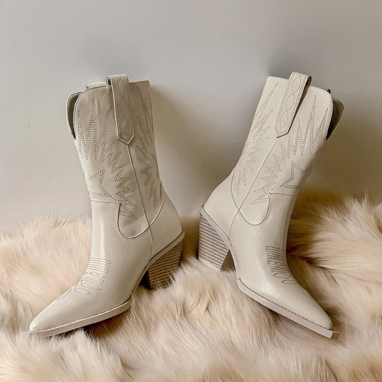 Vintage Leather Cowboy Rider Knight Boots for Women