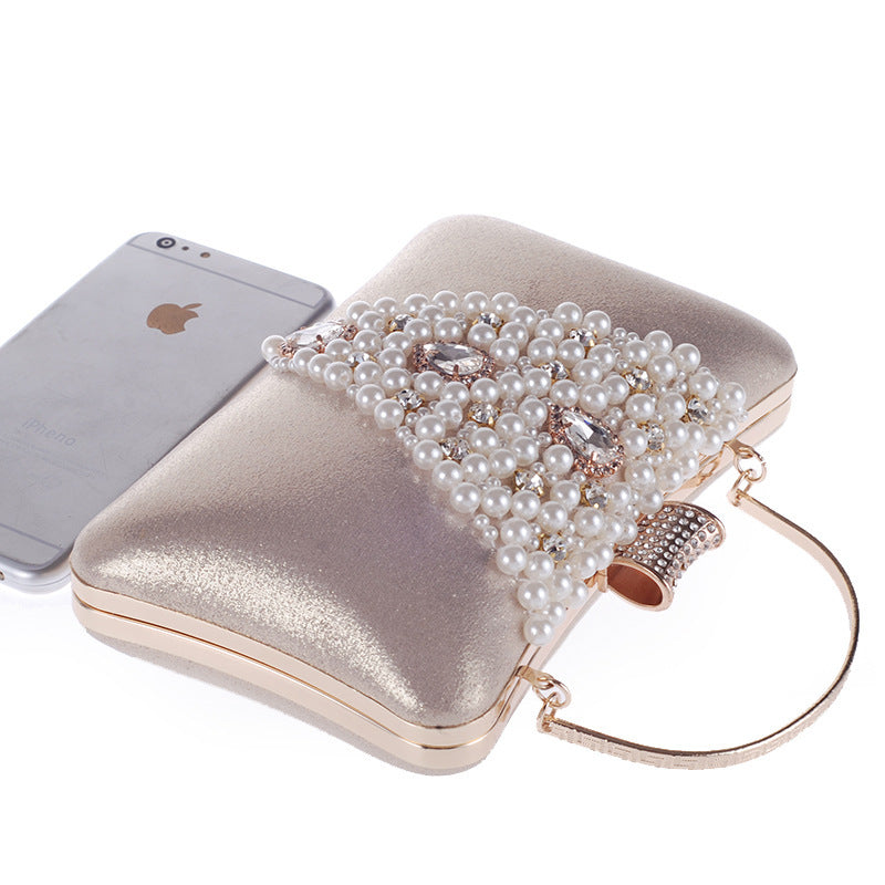Pearl Embroidered Evening Banquet Bag with Handle