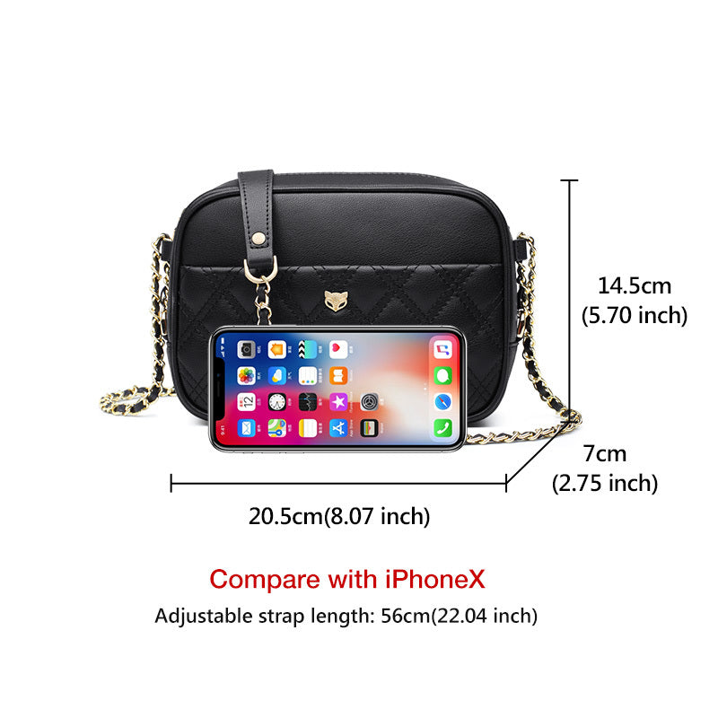 Lingge Small Square Cow Leather Shoulder Bag with Chain