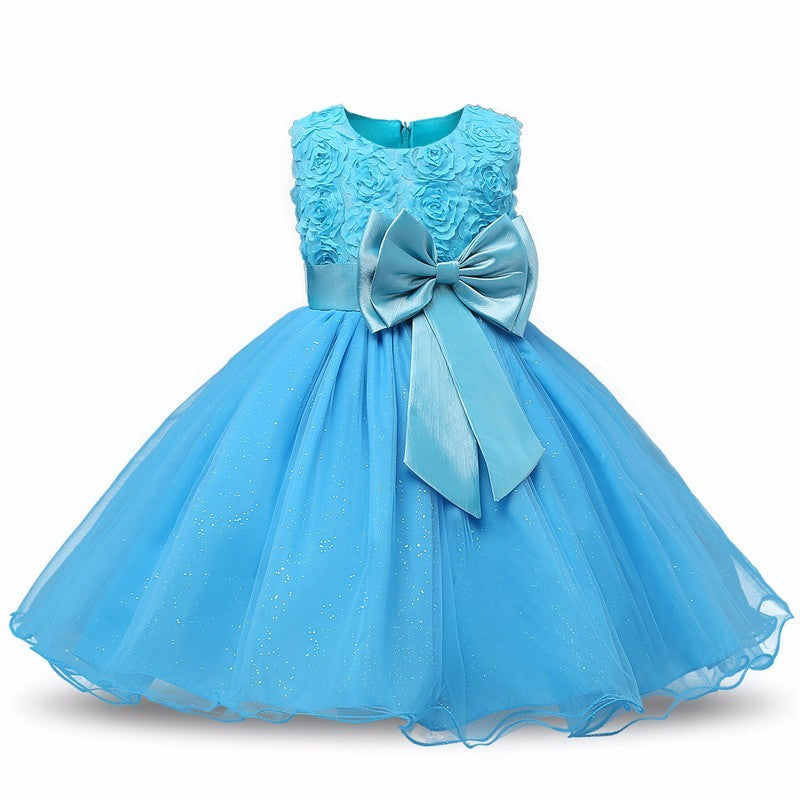 Princess Flower Girl Knee-Length Tutu Dress for Summer Wedding & Birthday Party