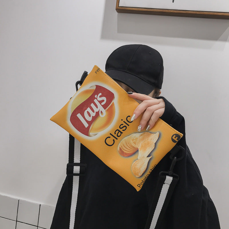 Lay's Potato Chips Cute Canvas Small Messenger Bag with Shoulder Strap