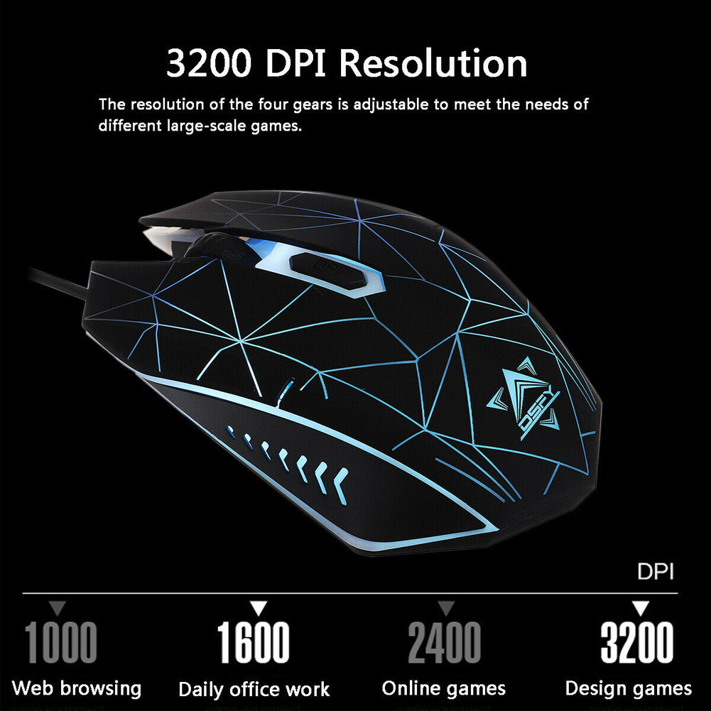USB Wired Luminous Gaming Keyboard and Mouse Set with Backlight