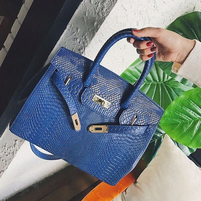 Snake Contrast Platinum Crossbody Bag Medium 31x24x15cm