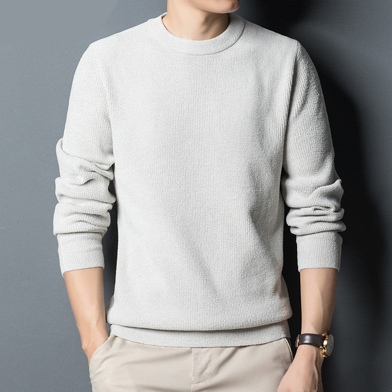 Thick Sweater Middle Aged Men's T-Shirt With Round Neck