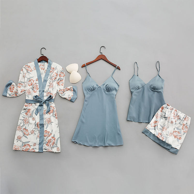 Printed Polyester Imitation Silk Home Suit