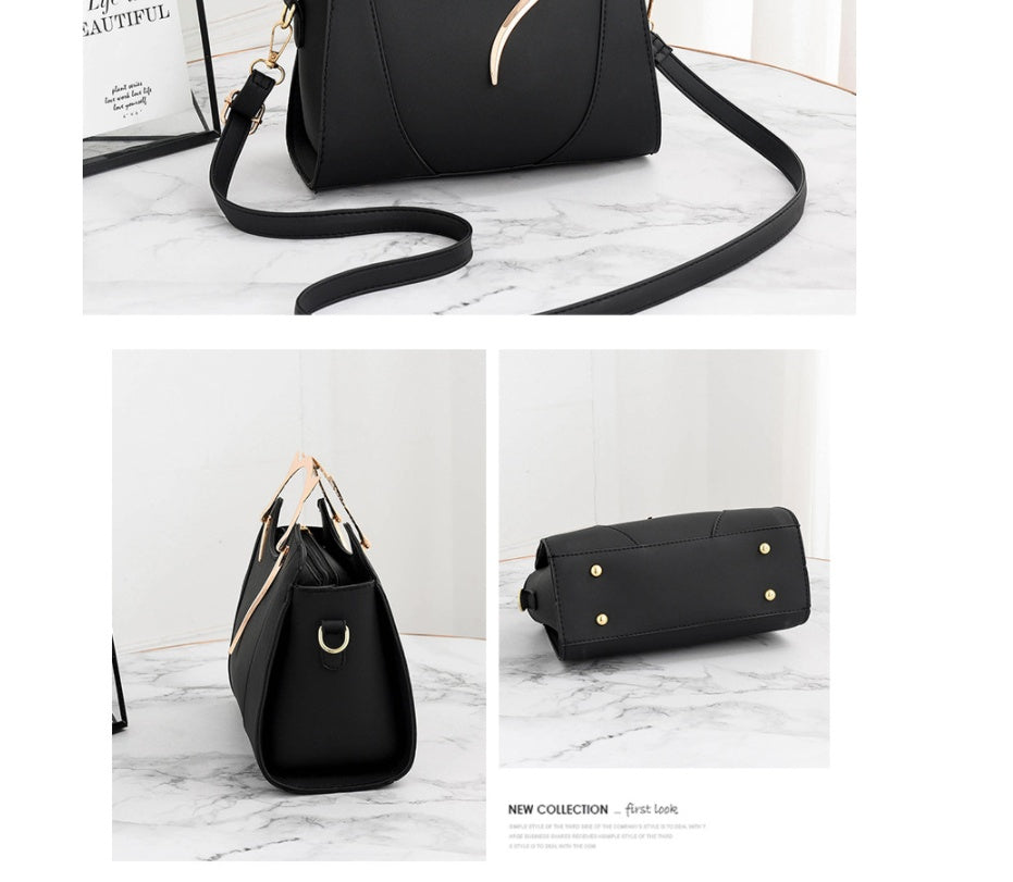 Sac à main rond en cuir PU pour femme, sacoche bandoulière avec fermeture éclair 25x11x19cm