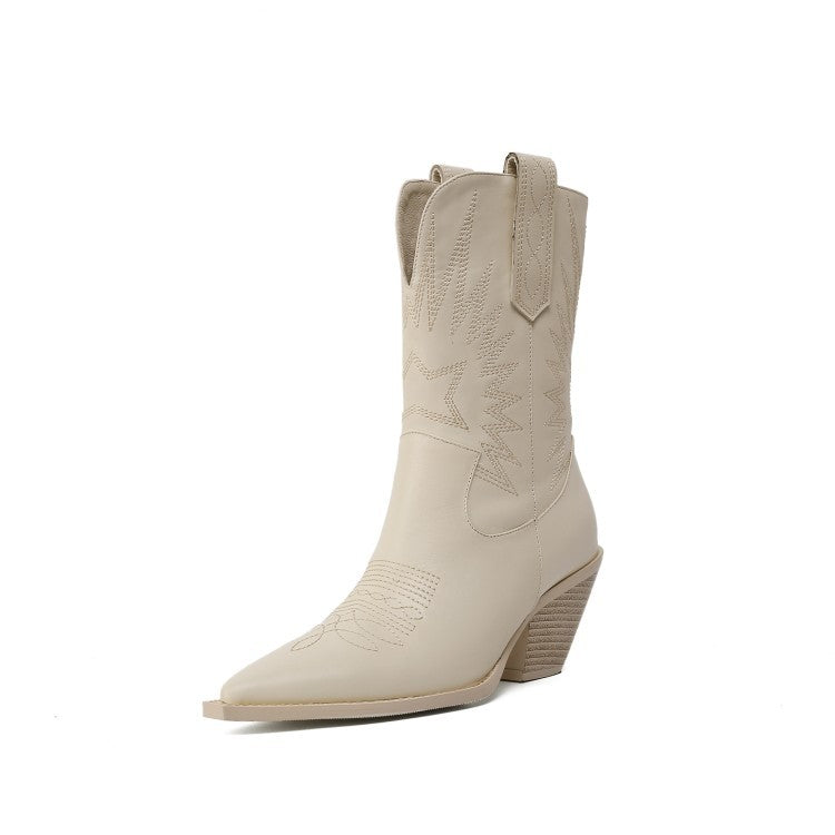 Vintage Leather Cowboy Rider Knight Boots for Women