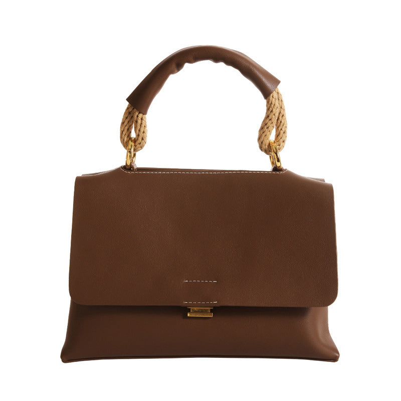 Sac à bandoulière simple en cuir pour femme 25,5x10x18CM Marron Noir