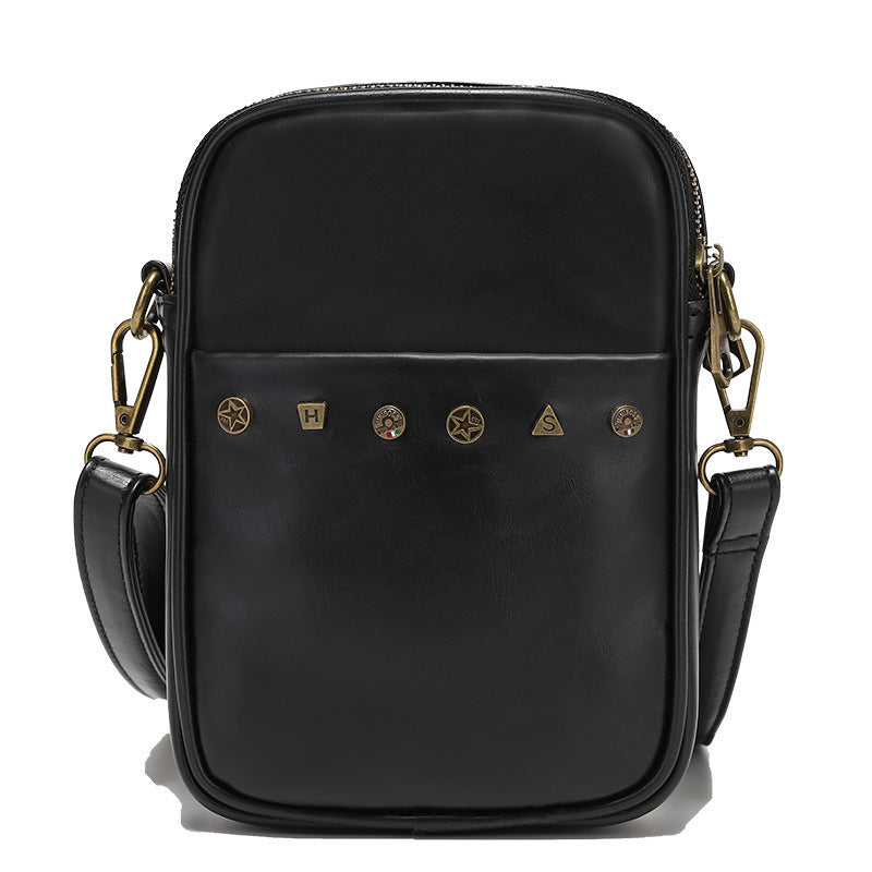 Men's Street Fashion PU Leather Crossbody Phone Bag in Black & Coffee
