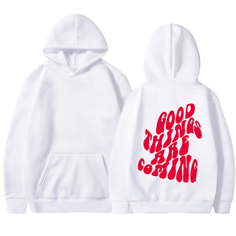 Sweat à capuche brossé avec imprimé lettre et poche kangourou