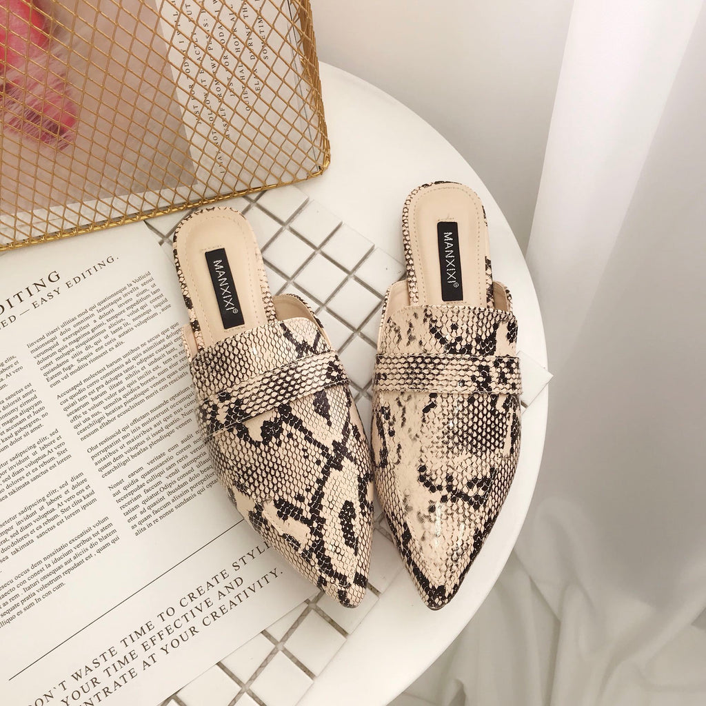 Pointed-Toe Baotou Mules Half Drag Shoes