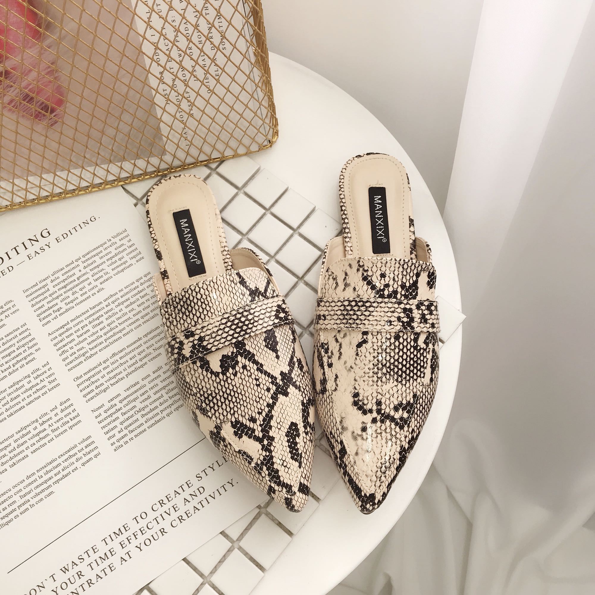 Pointed-Toe Baotou Mules Half Drag Shoes