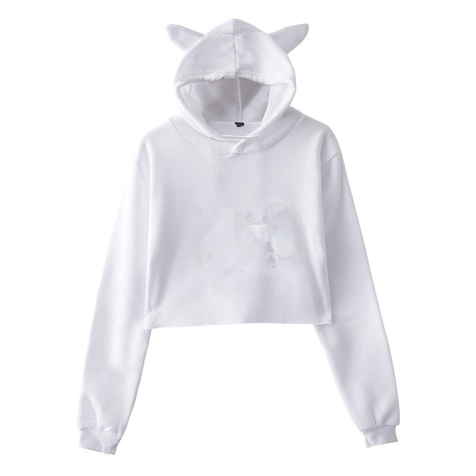 Sweat à capuche court pour femme – Manches longues – Pull – Streetwear – Haut de printemps