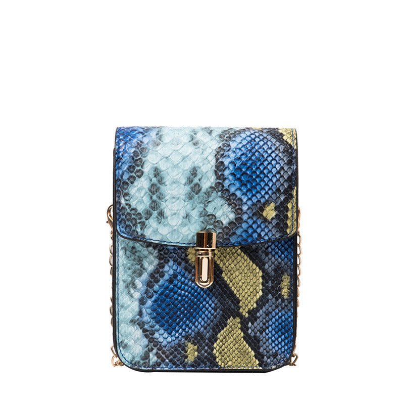 Snakeskin One-Shoulder Lock Bag for Women